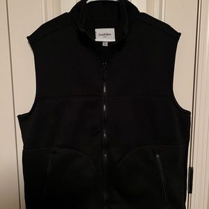 Black full zip fleece sweater vest